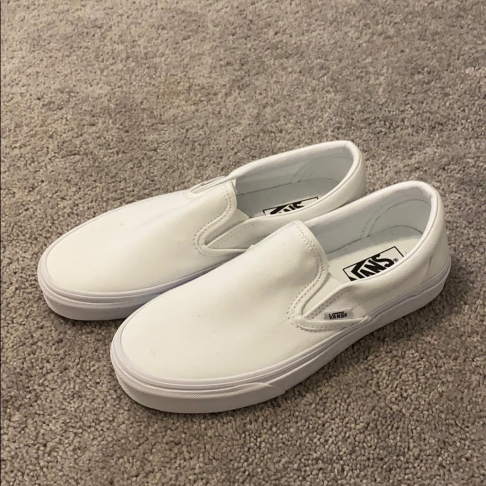 White Slip On Vans